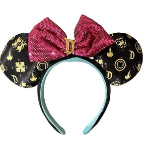 Black and Pink Sequin Minnie Mouse Ears Headband